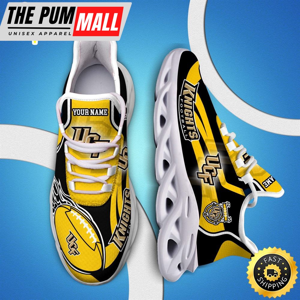 NCAA UCF Knights White C Sneakers Personalized Your Name