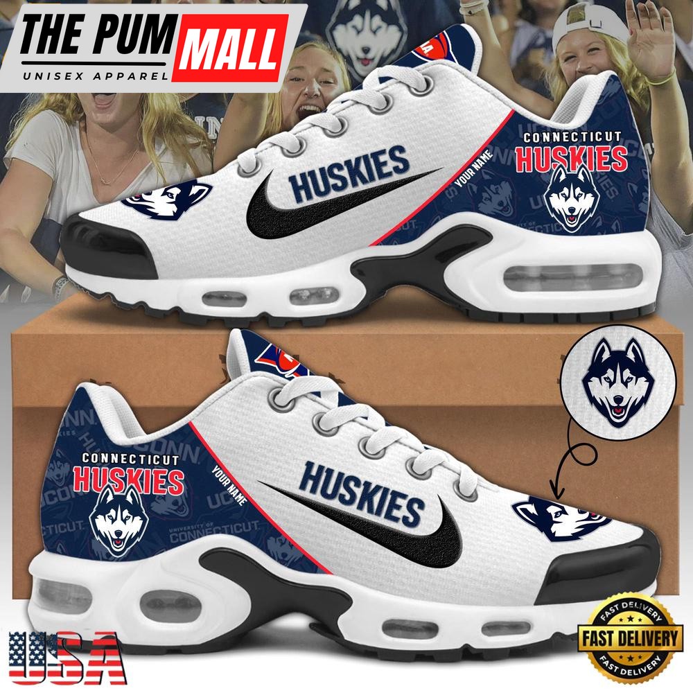 NCAA Uconn Huskies Football Mascot Symbol Custom Name New Design Air Max Plus Shoes