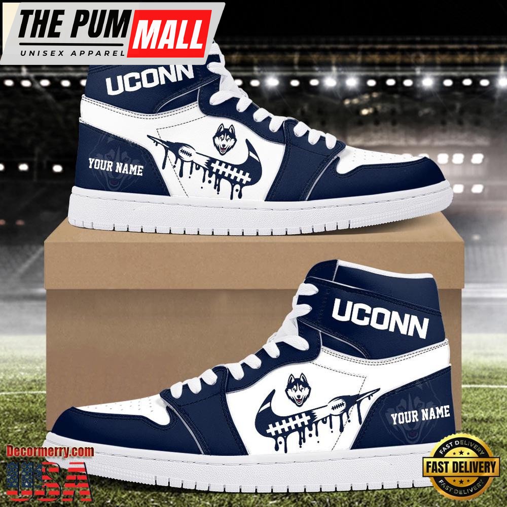 NCAA Uconn Huskies Grunge Style Custom Air Jd 1 Shoes , Running Sneakers Shoes