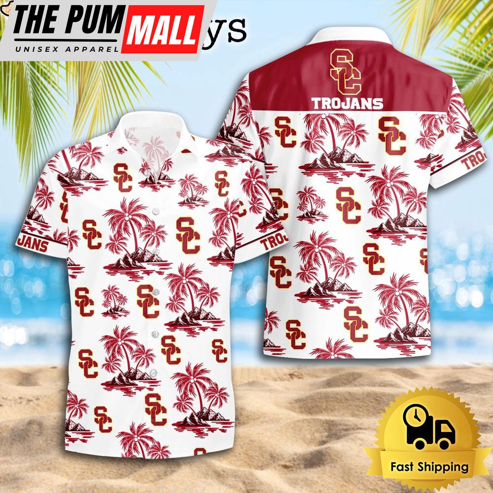 NCAA USC Trojans Coconut Island Logo Hawaiian Shirts