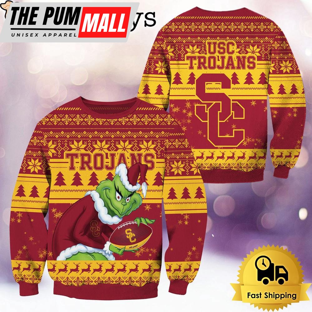 NCAA USC Trojans Grinch Custom Name Ugly Christmas Sweater