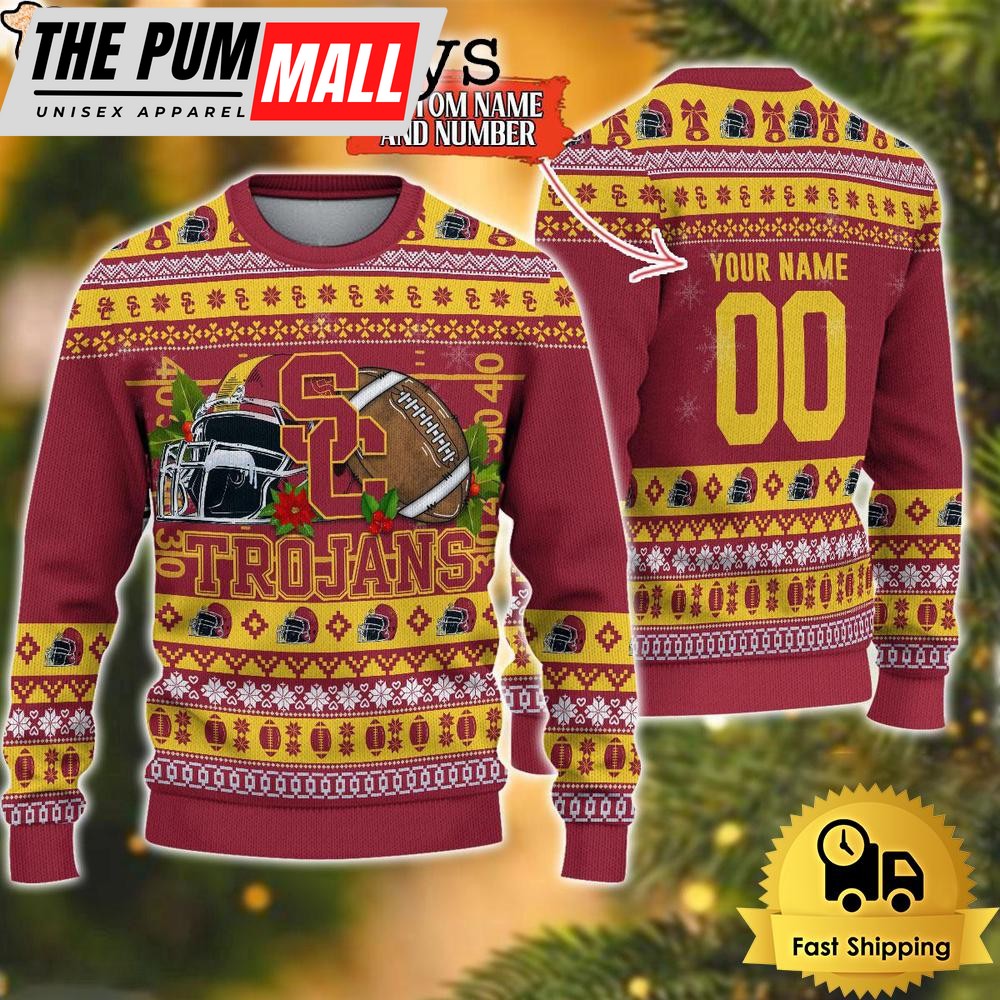 NCAA USC Trojans Logo Football Ugly Christmas Sweater