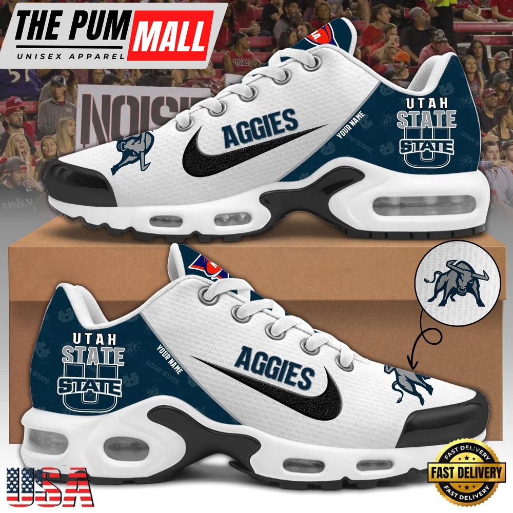 NCAA Utah State Aggies Football Mascot Symbol Custom Name New Design Air Max Plus Shoes