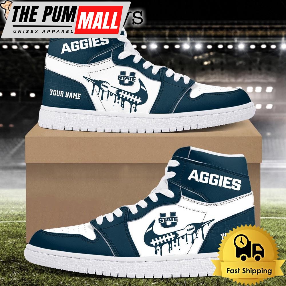 NCAA Utah State Aggies Grunge Style Custom Air Jd 1 Shoes