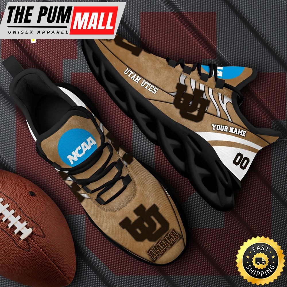NCAA Utah Utes Black Max Soul Shoes, White Max Soul Shoes Custom Your Name And Number