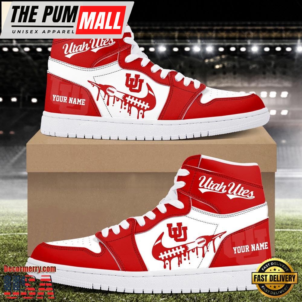 NCAA Utah Utes Grunge Style Custom Air Jd 1 Shoes , Running Sneakers Shoes