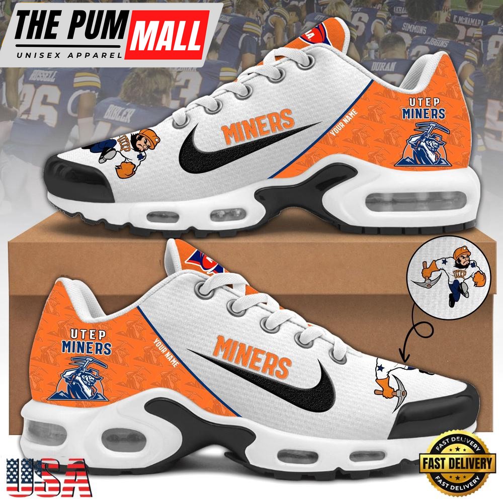 NCAA Utep Miners Football Mascot Symbol Custom Name New Design Air Max Plus Shoes