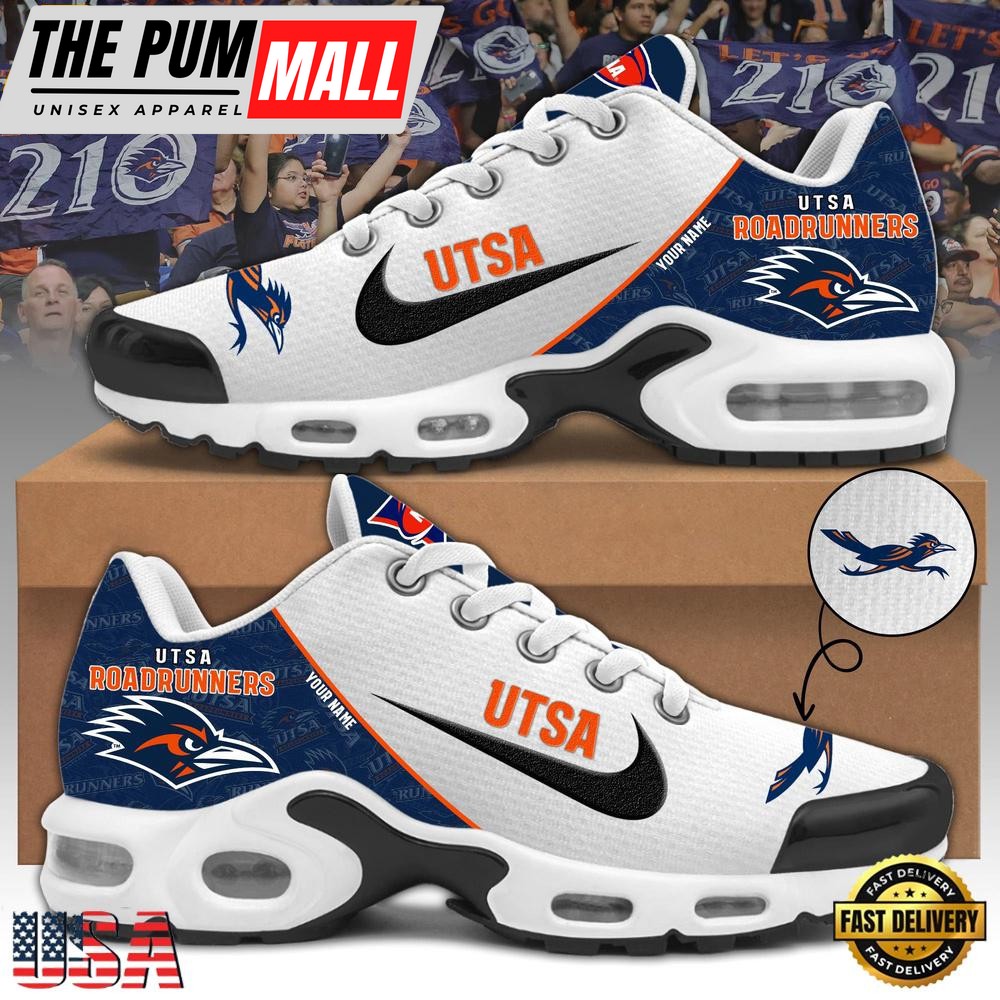 NCAA Utsa Roadrunners Football Mascot Symbol Custom Name New Design Air Max Plus Shoes