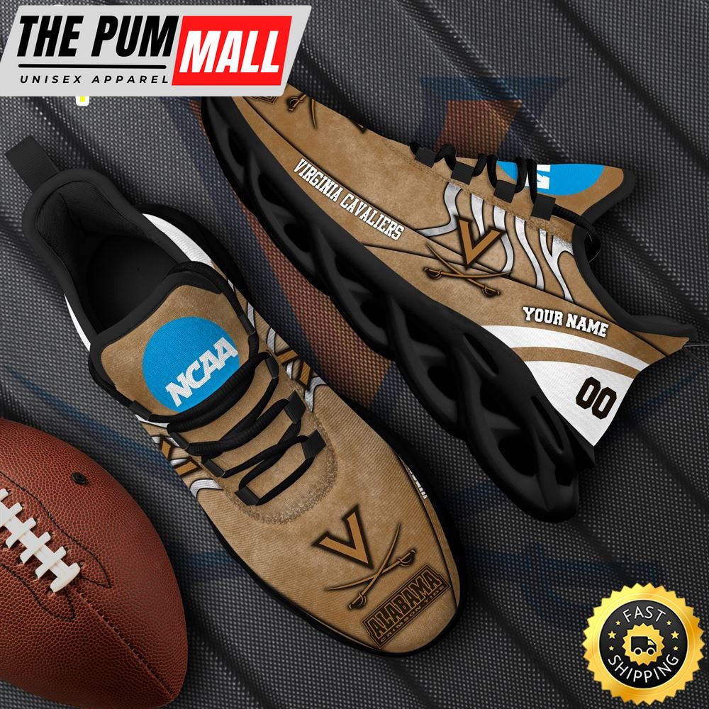 NCAA Virginia Cavaliers Black Max Soul Shoes, White Max Soul Shoes Custom Your Name And Number