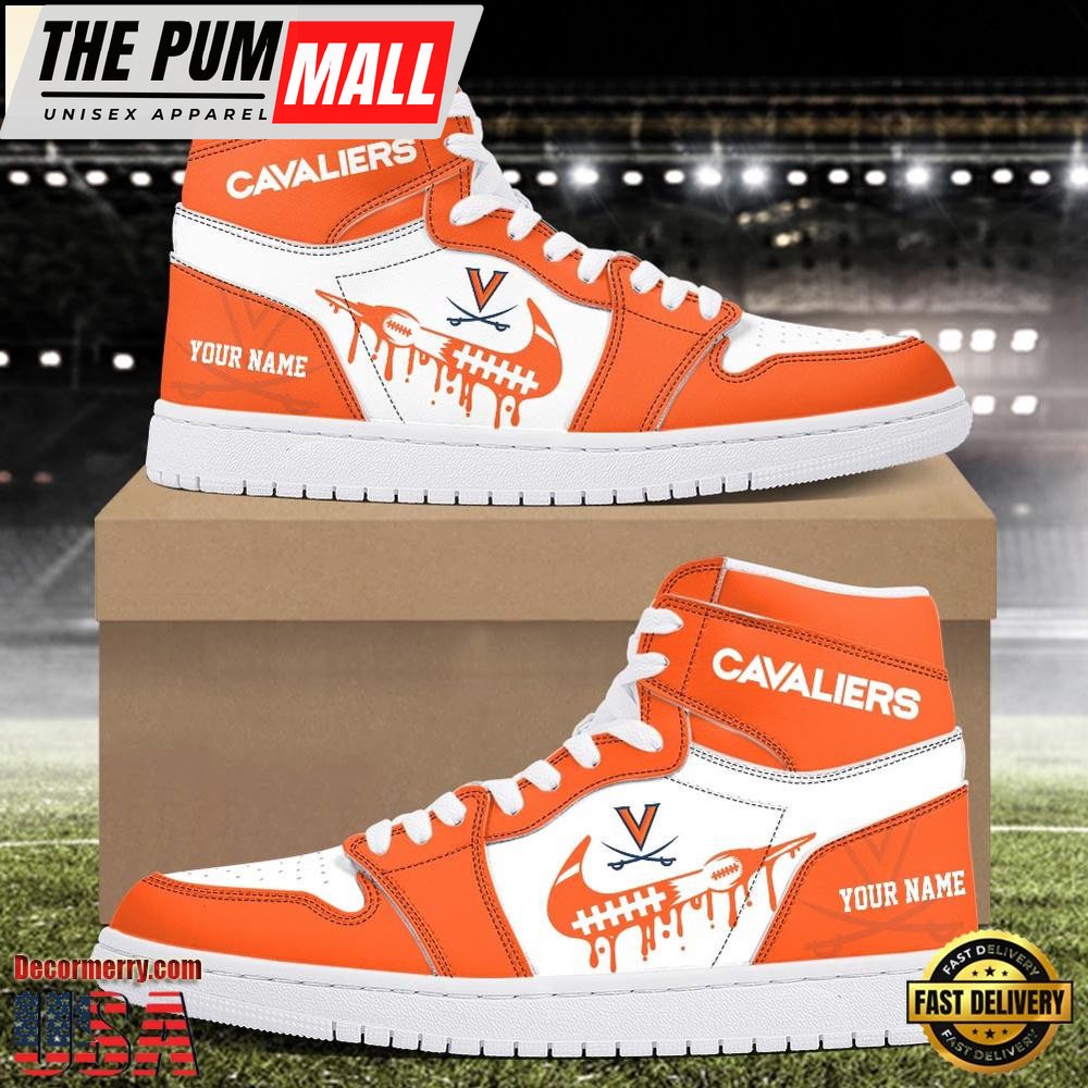 NCAA Virginia Cavaliers Grunge Style Custom Air Jd 1 Shoes , Running Sneakers Shoes
