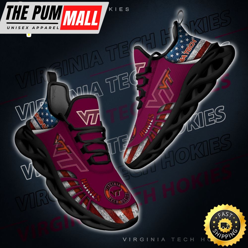 NCAA Virginia Tech Hokies Black And White Clunky Shoes New Style For Fans