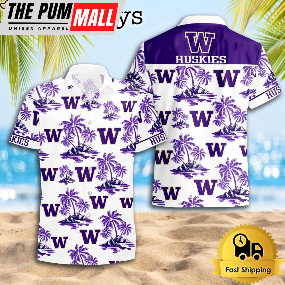 NCAA Washington Huskies Coconut Island Logo Hawaiian Shirts