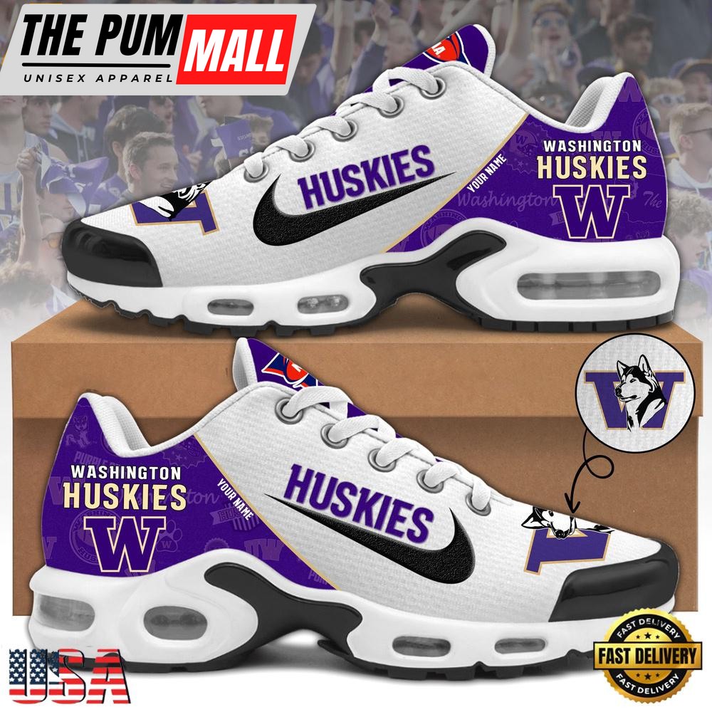 NCAA Washington Huskies Football Mascot Symbol Custom Name New Design Air Max Plus Shoes