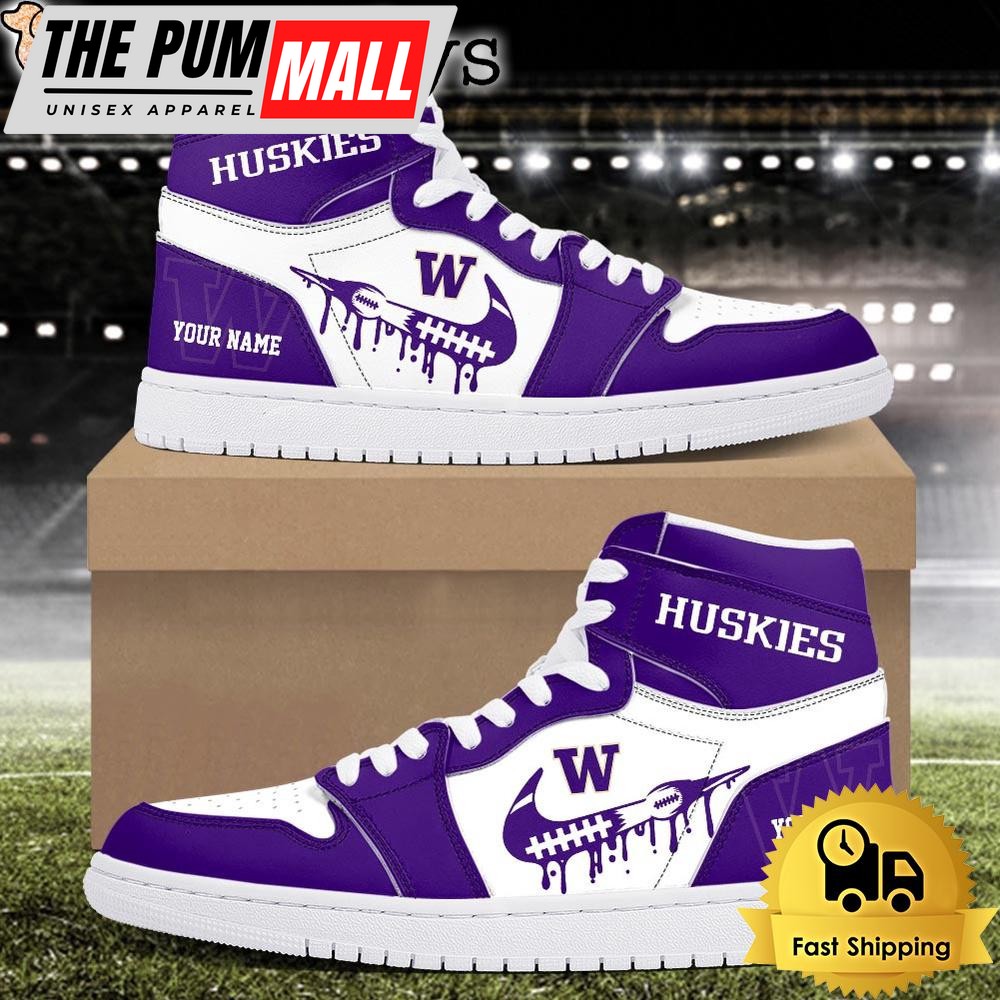 NCAA Washington Huskies Grunge Style Custom Air Jd 1 Shoes