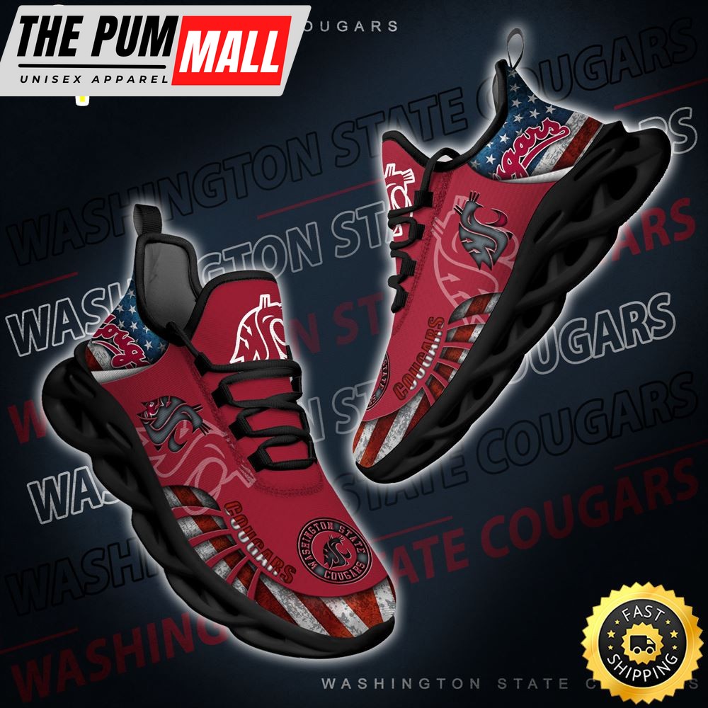 NCAA Washington State Cougars Black And White Clunky Shoes New Style For Fans