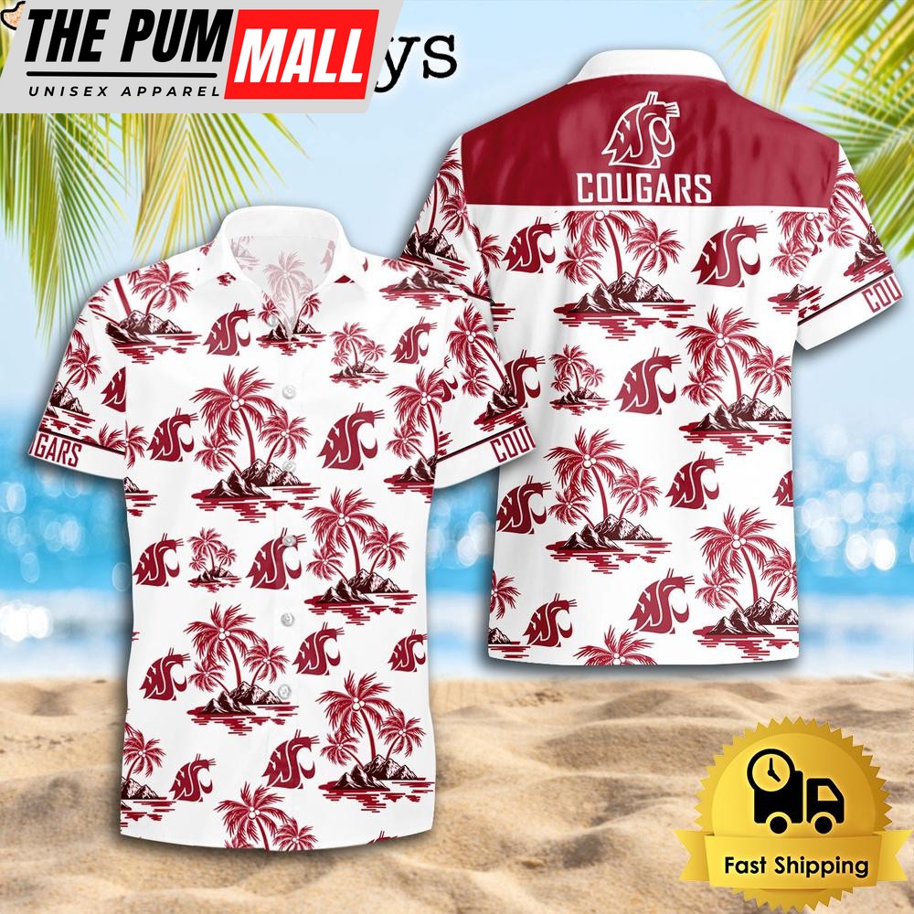 NCAA Washington State Cougars Coconut Island Logo Hawaiian Shirts
