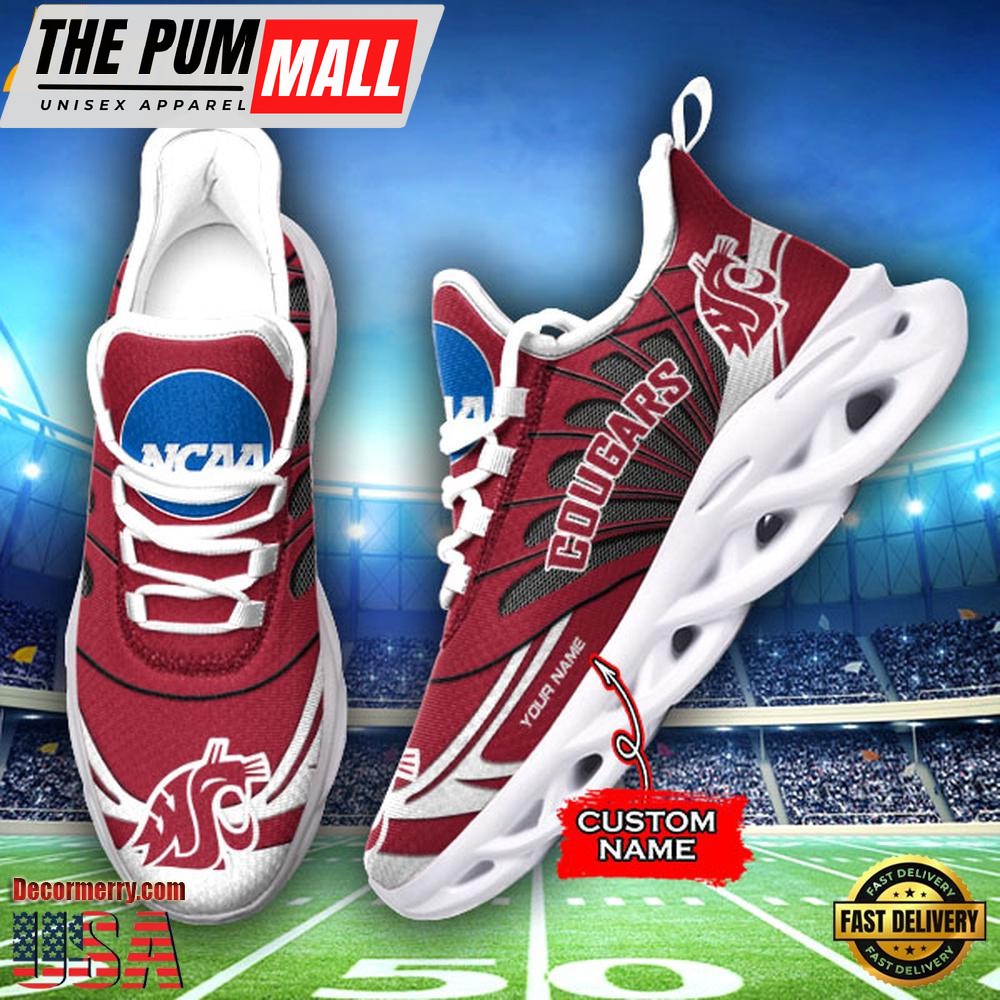 NCAA Washington State Cougars Custom Name Design Max Soul Shoes Sneakers