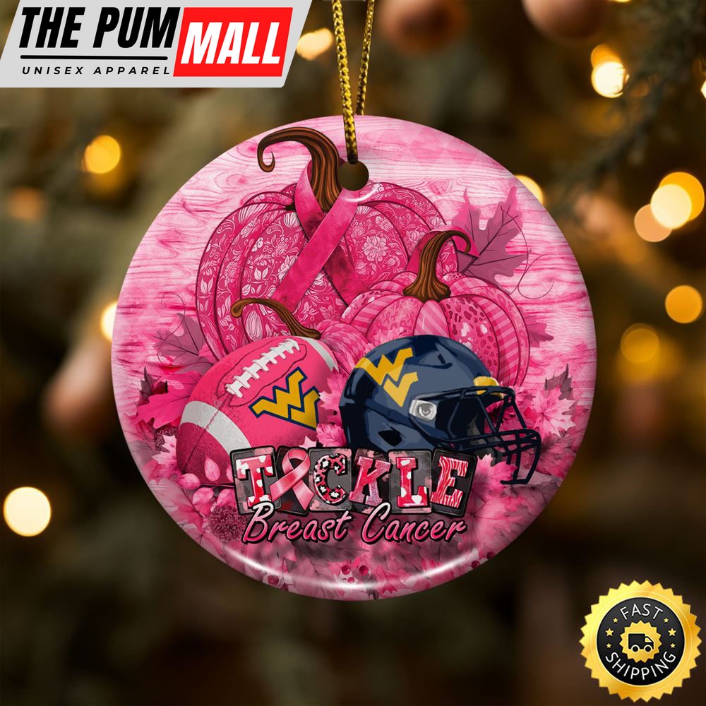 NCAA West Virginia Mountaineers Breast Cancer And Sport Team Ceramic Ornament Limited Edition