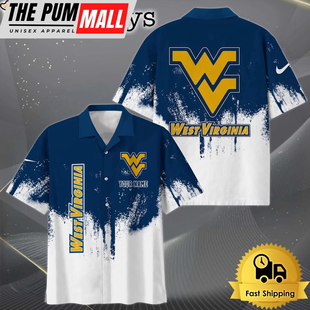 NCAA West Virginia Mountaineers Custom Paint Splatter Logo Hawaiian Shirt