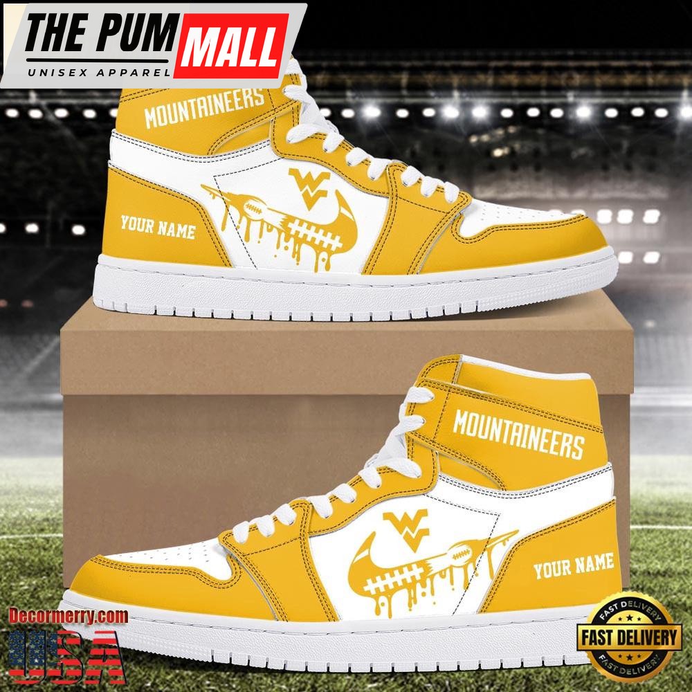 NCAA West Virginia Mountaineers Grunge Style Custom Air Jd 1 Shoes , Running Sneakers Shoes