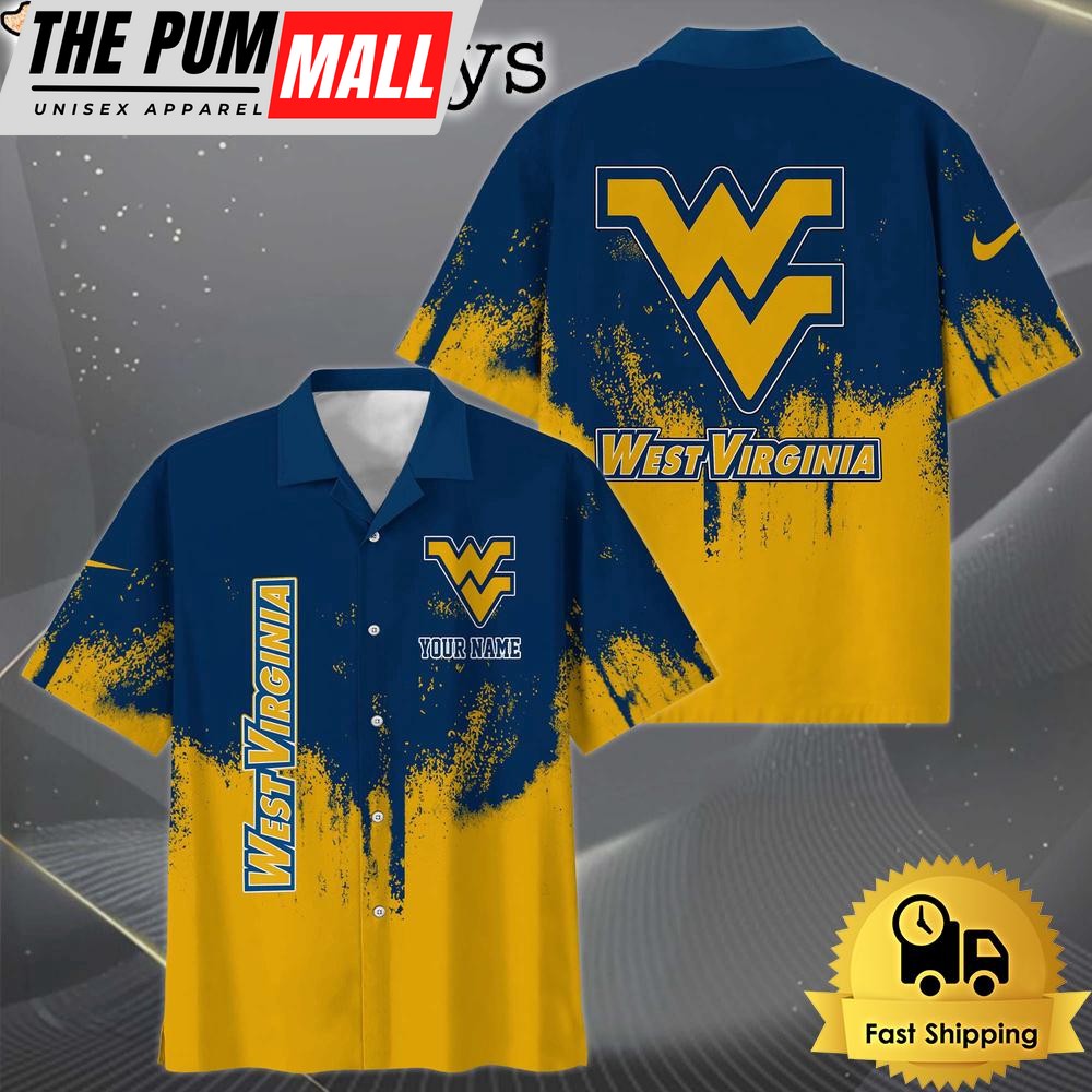 NCAA West Virginia Mountaineers Paint Splatter Custom Hawaiian Shirt