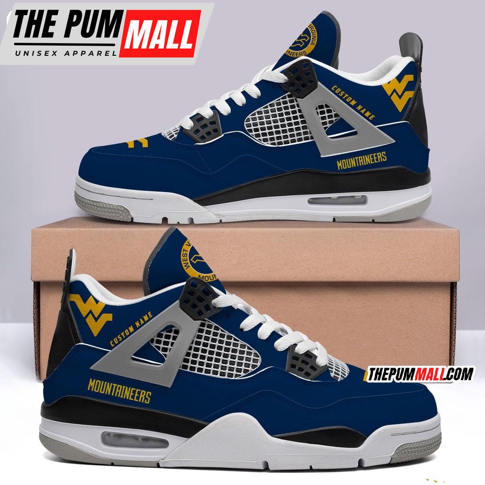 NCAA West Virginia Mountaineers Sport Team Air Jd 4 Shoes, Personalized AJ4 Sneaker