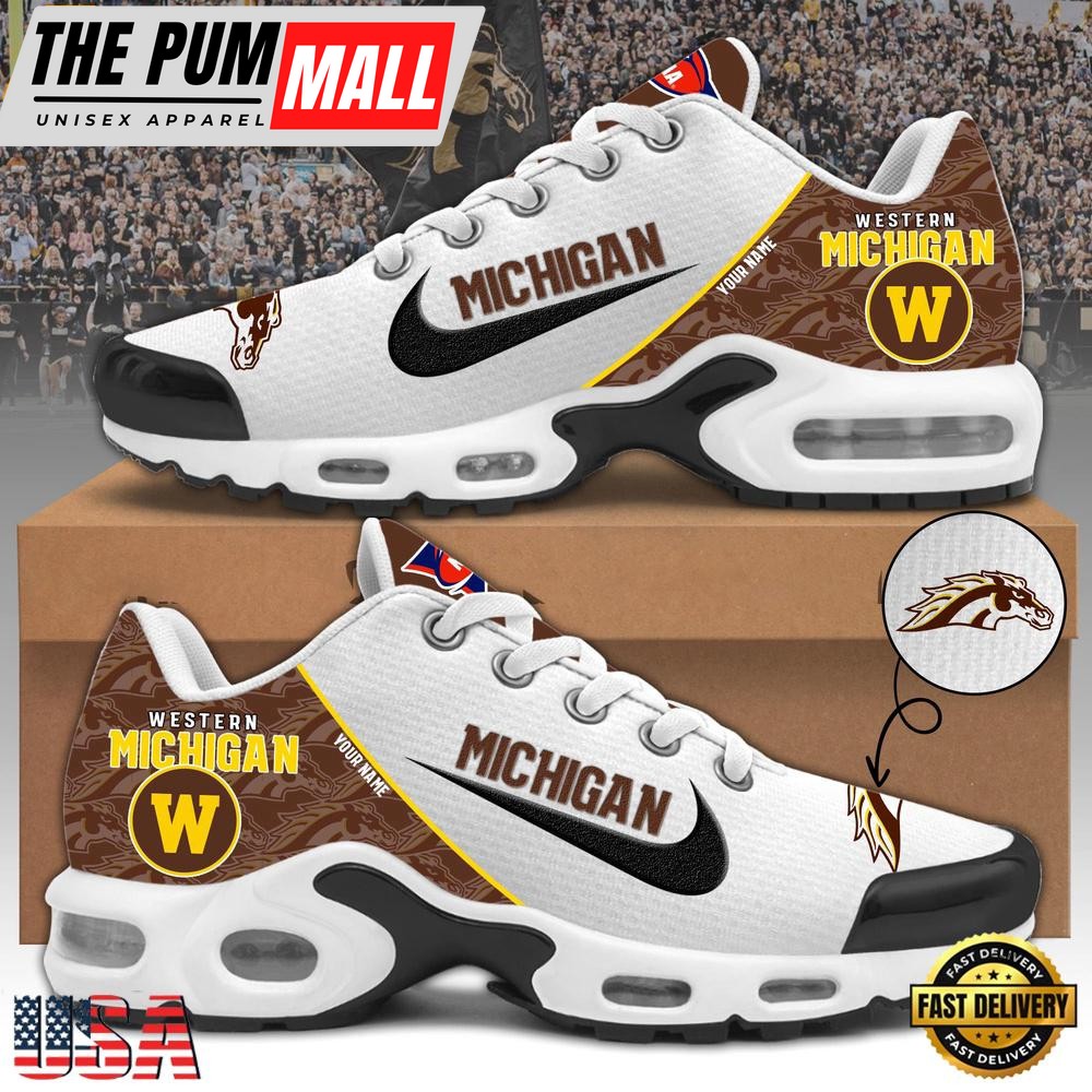 NCAA Western Michigan Football Mascot Symbol Custom Name New Design Air Max Plus Shoes