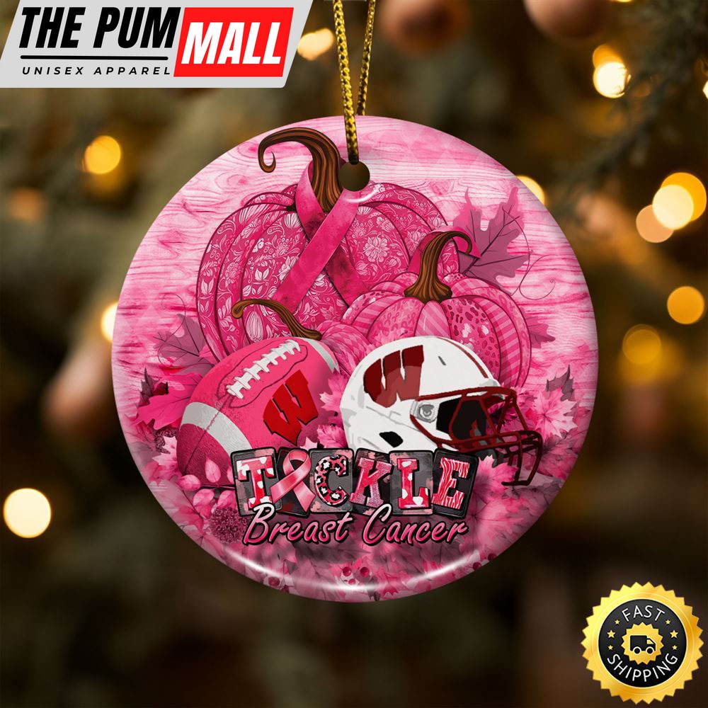 NCAA Wisconsin Badgers Breast Cancer And Sport Team Ceramic Ornament Limited Edition