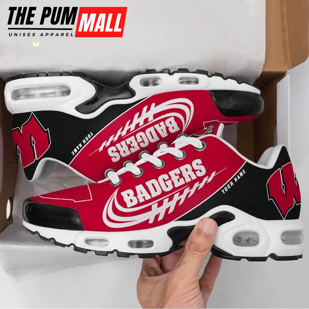 NCAA Wisconsin Badgers Football Custom Sport Max Plus Shoes