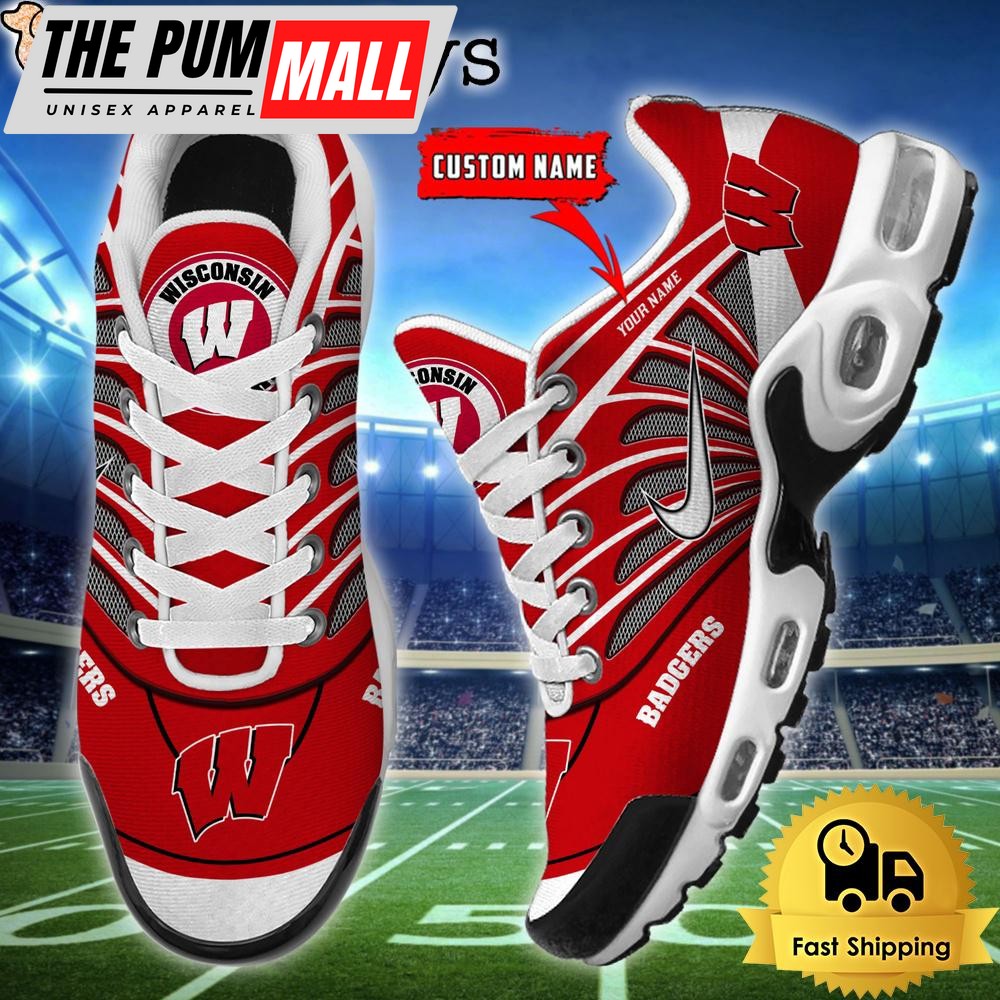 ncaa-wisconsin-badgers-sport-football-logo-custom-air-max-plus-shoes-m79vb517 NCAA Wisconsin Badgers Sport Football Logo Custom Air Max Plus Shoes