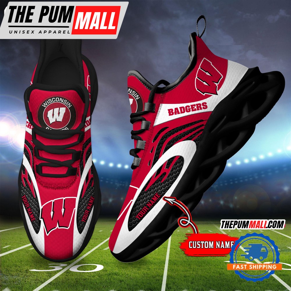 NCAA Wisconsin Badgers Sport Team New Design Max Soul Shoes Sneaker