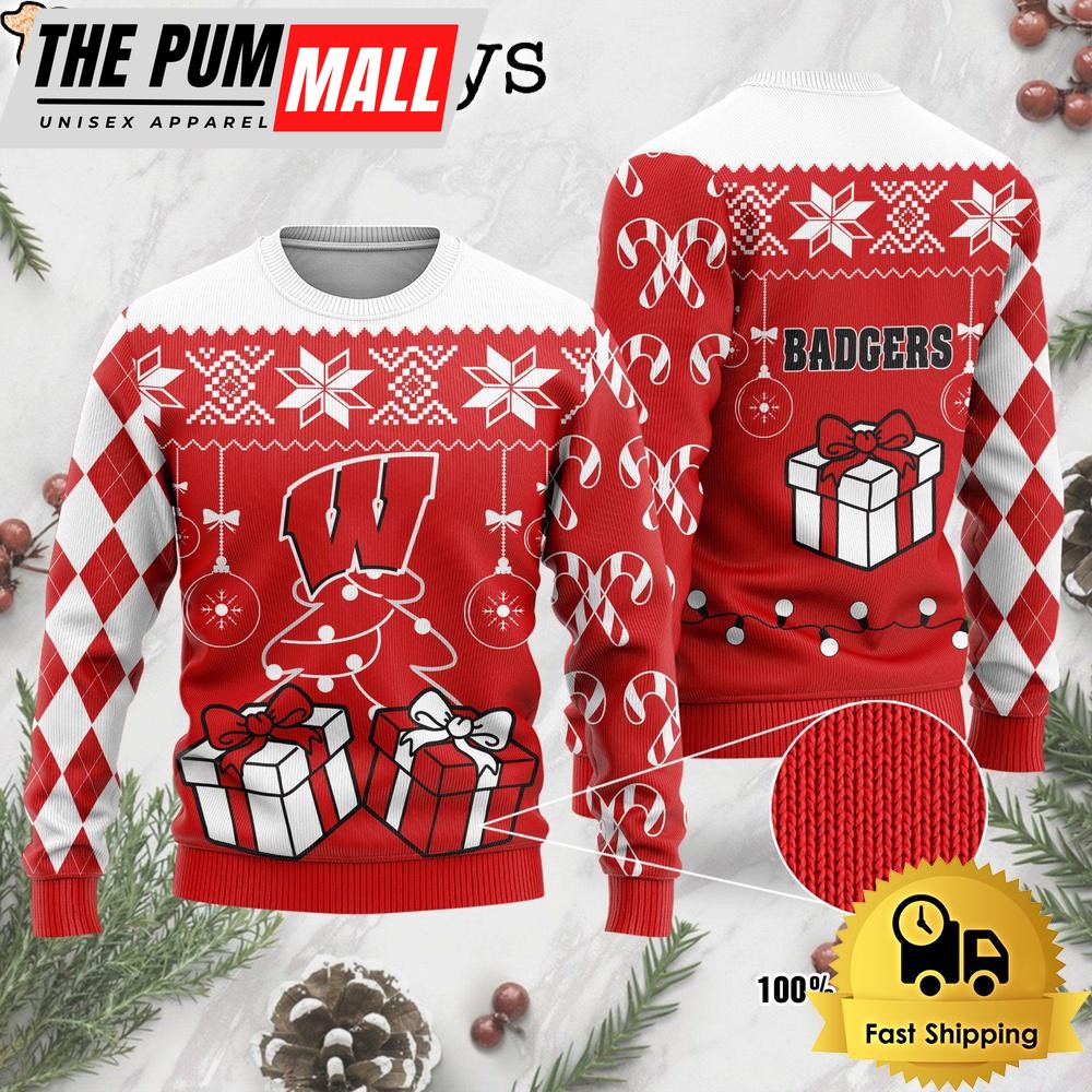 NCAA Wisconsin Badgers Tree Christmas Ugly Sweater