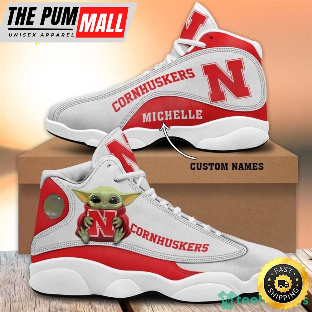 Nebraska Cornhuskers Fans Baby Yoda Custom Name Air Jd 13 Sneaker Shoes