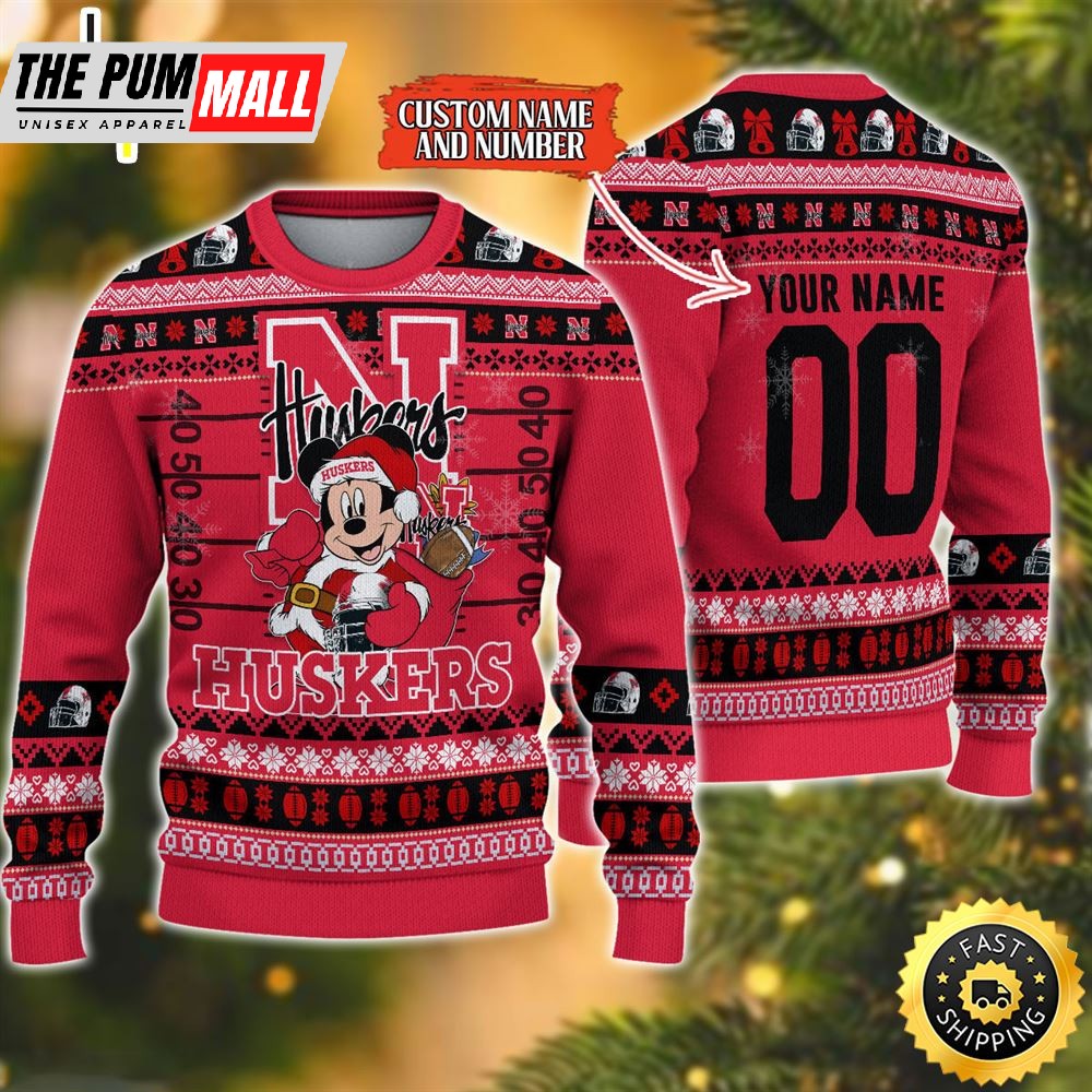 Nebraska Cornhuskers Mickey Ugly Christmas Sweater