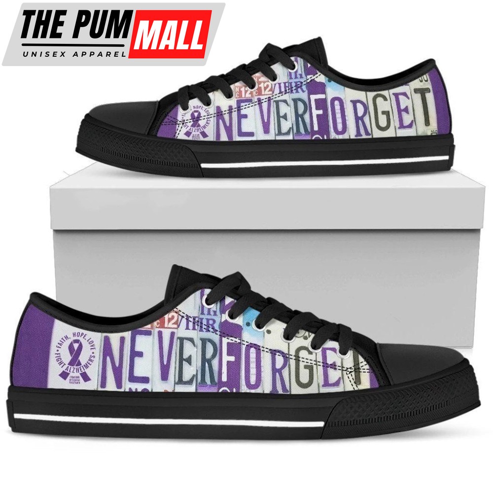 Never Forget Alzheimer Awareness Sneaker Women’s Low Top Shoes NH08