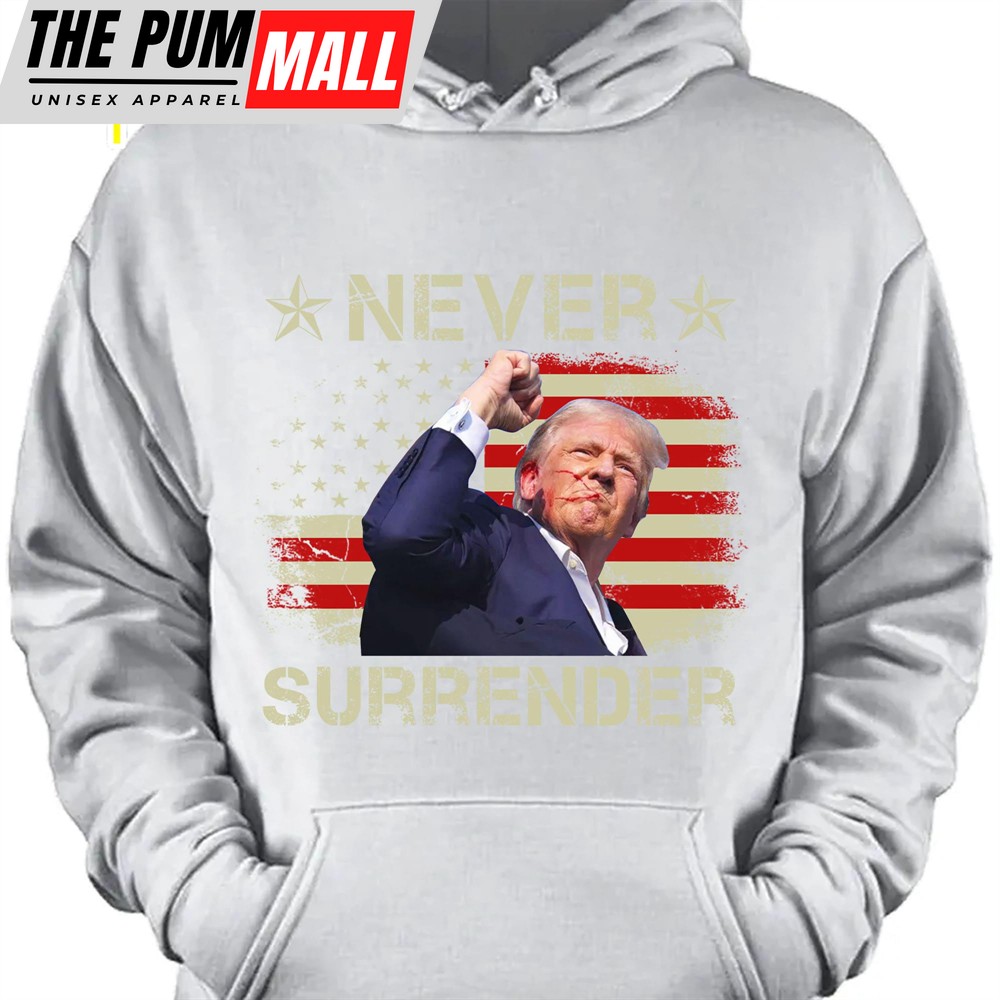 Never Surrender Trump Fight 2024 Shirt Pennsylvania Rally Trump Supporters Shirt Dark