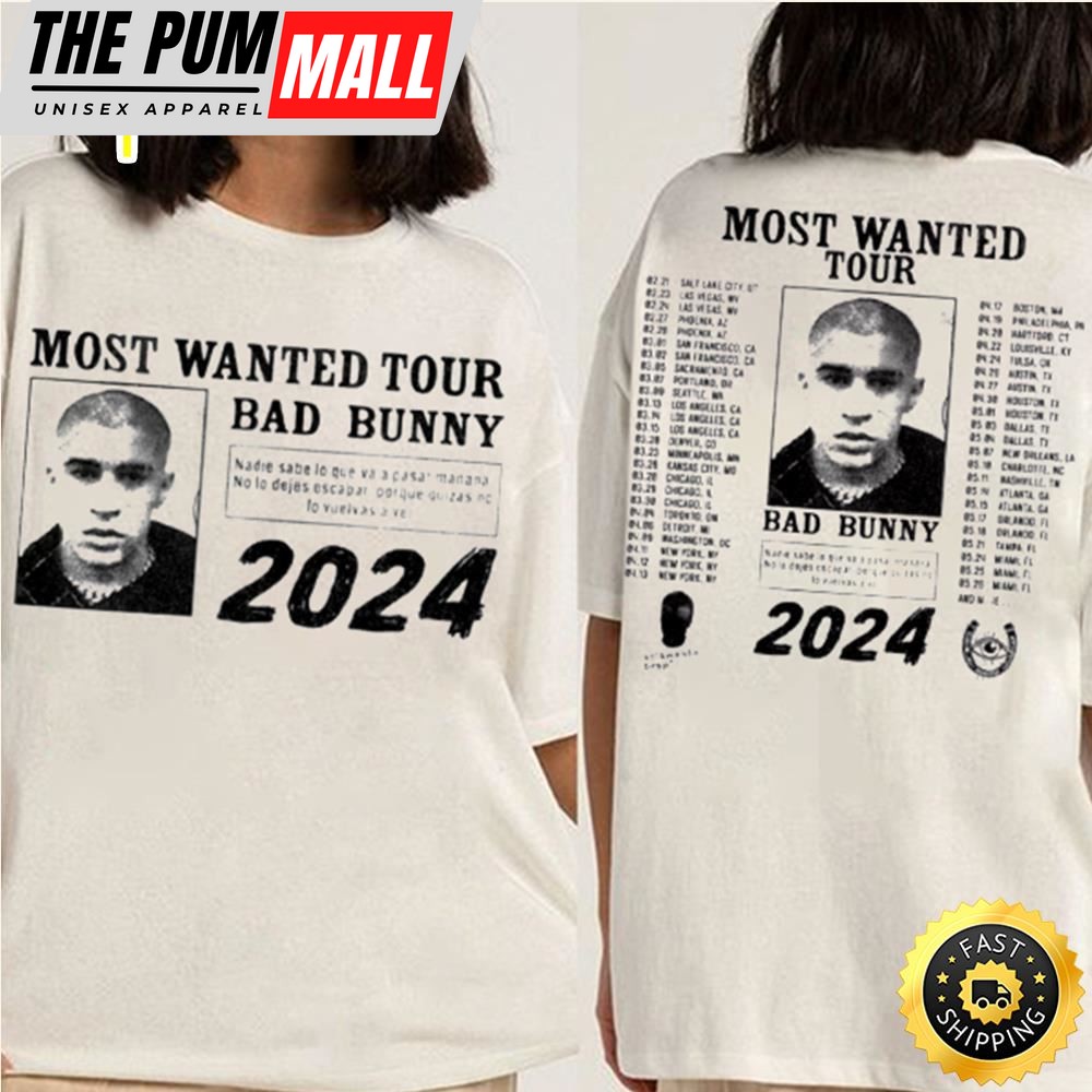 New Bad Bunny Most Wanted Tour 2024 T-Shirt