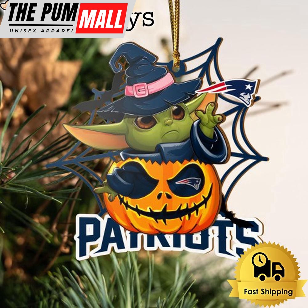 New England Patriots Baby Yoda Pumpkin Halloween Ornament Limited Edition