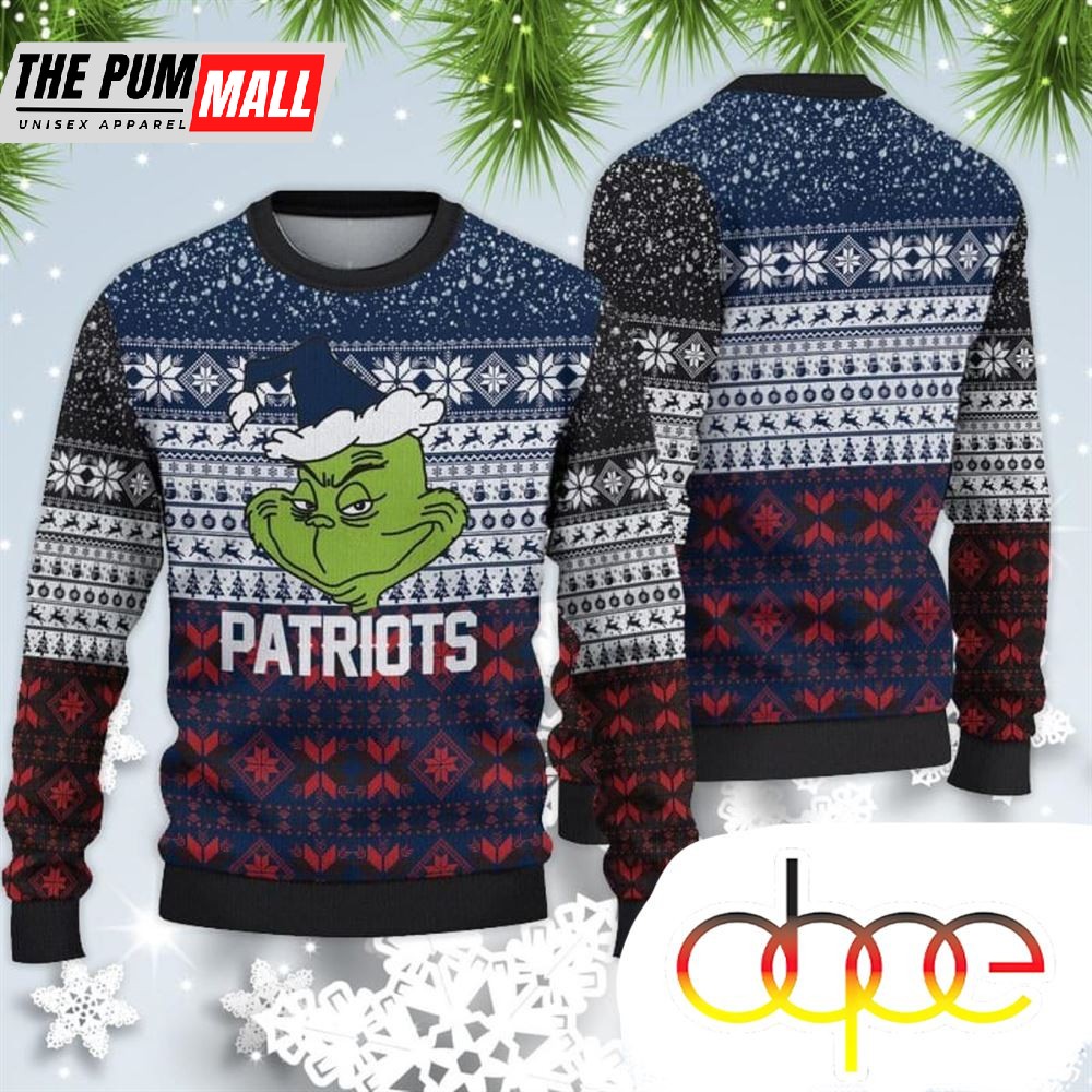 New England Patriots Christmas Grinch Sweater For Fans