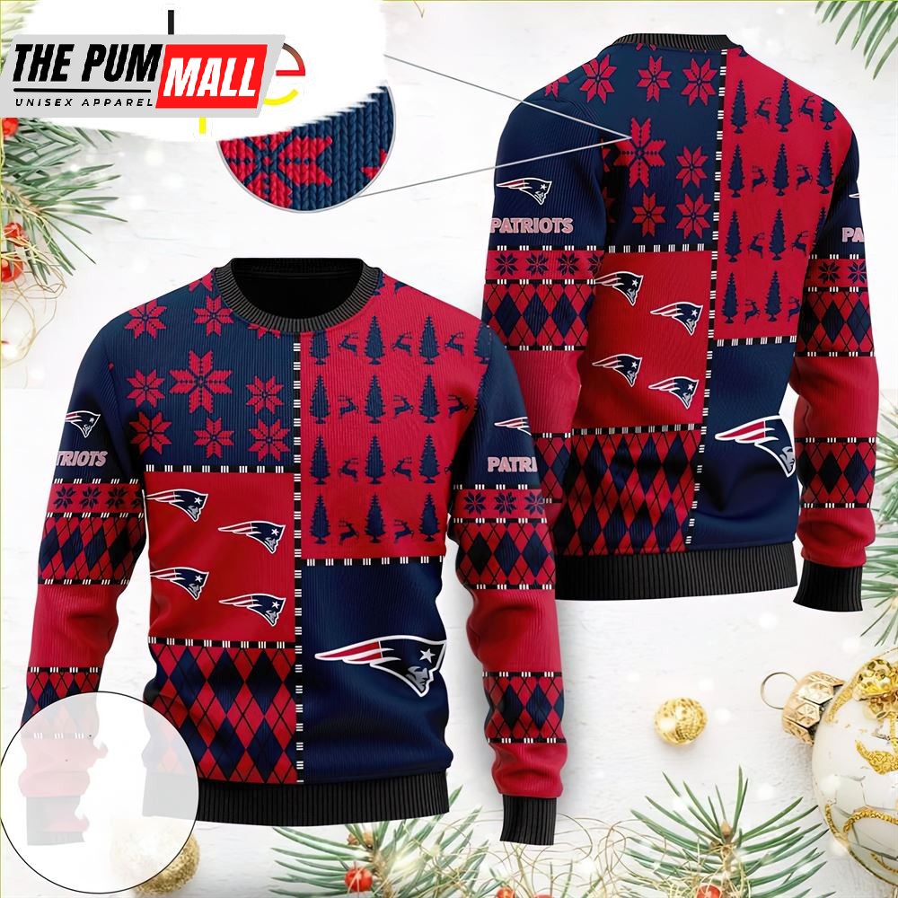 New England Patriots Christmas Sweater Holiday Party Patriots Fans