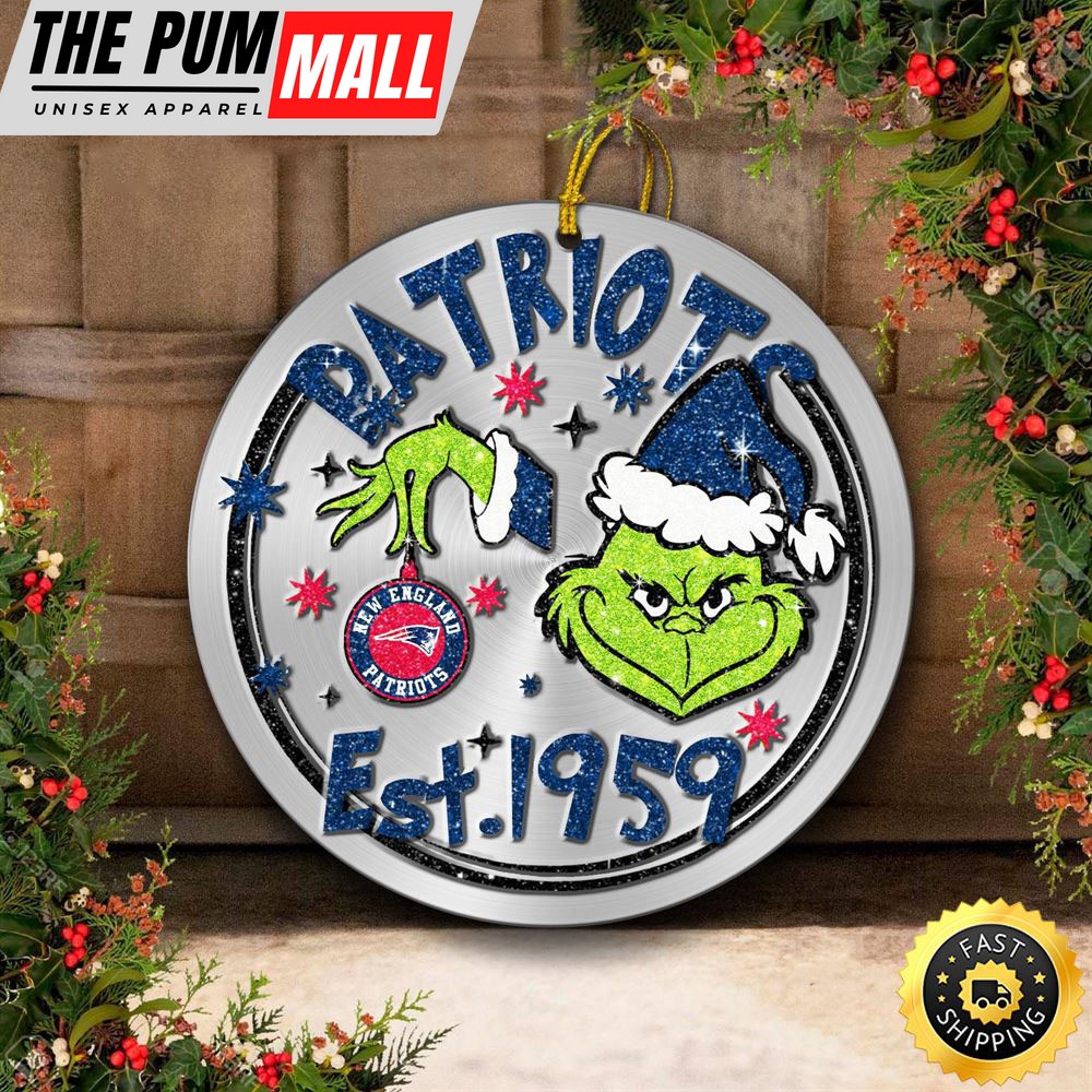 New England Patriots Grinch Circle Ornaments Christmas Limited Edition