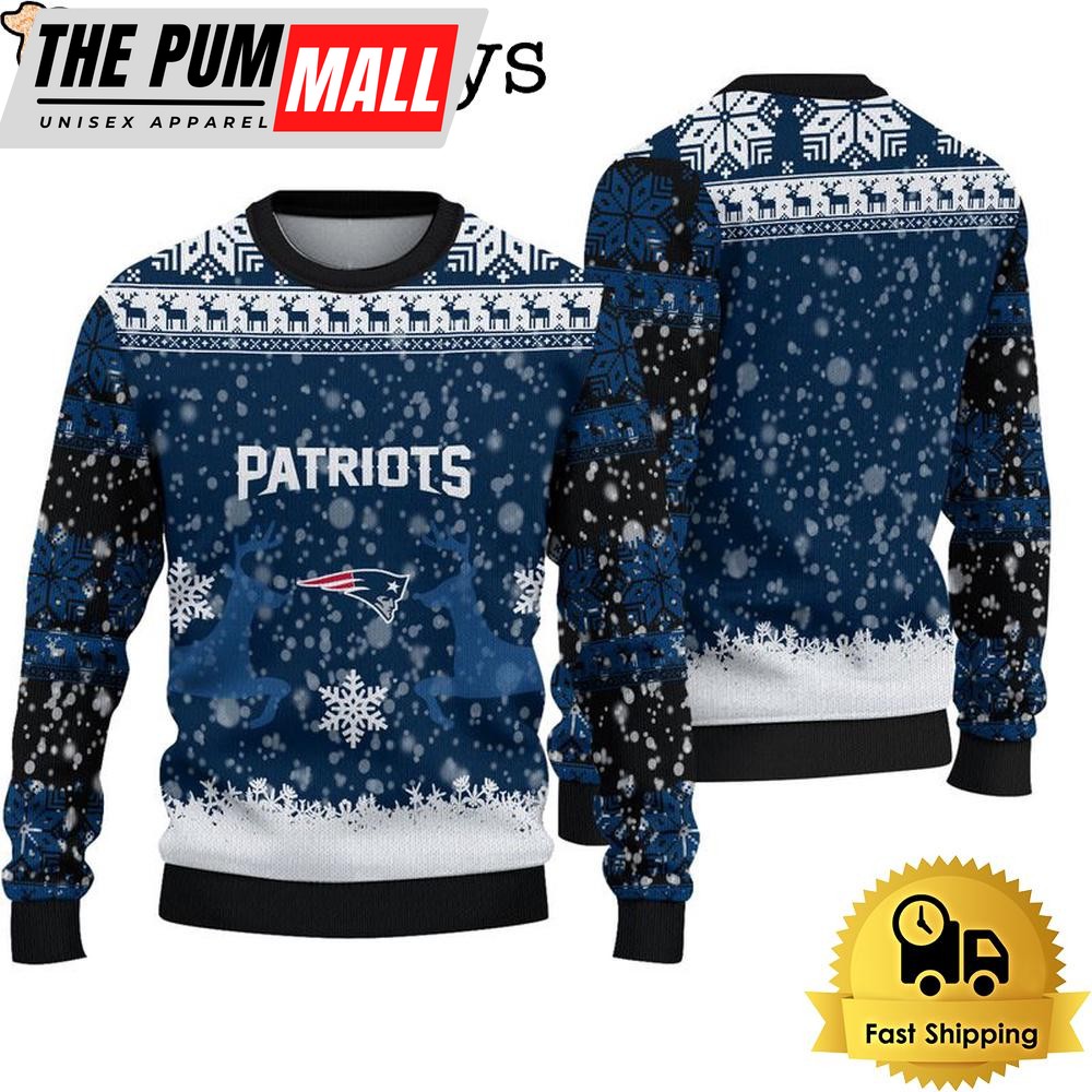New England Patriots Reindeer Football Ugly Christmas Sweater