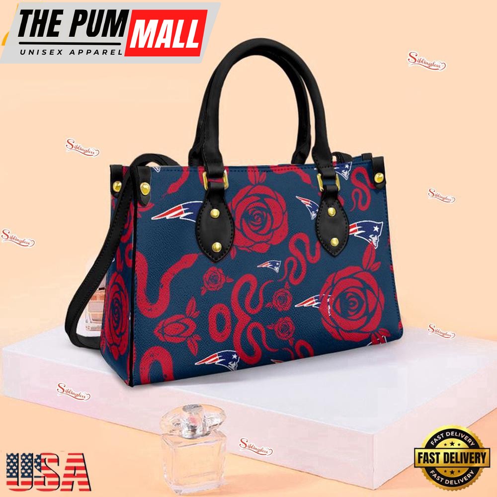 New England Patriots Rose and Flower Pattern NFL Leather Handbag – Baseball Cap Snapback Hats