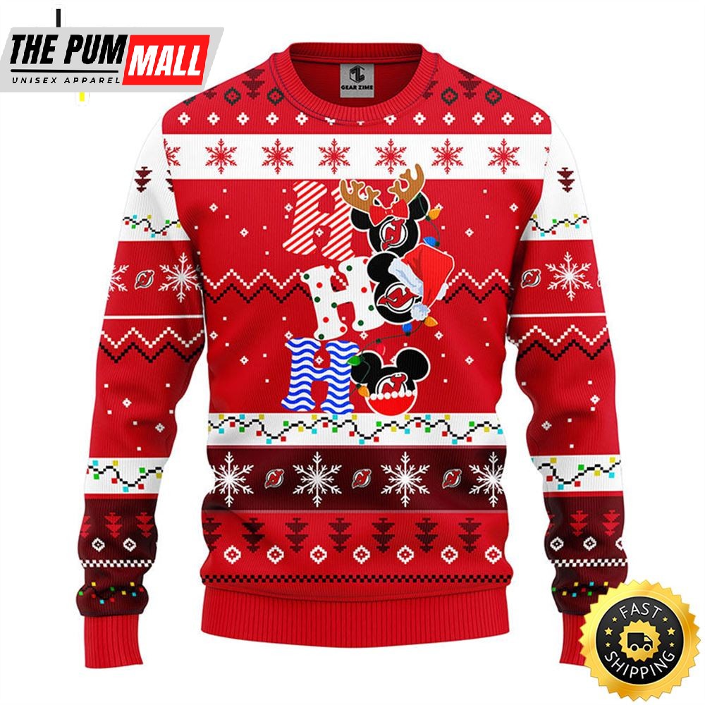 New Jersey Devils Hohoho Mickey Christmas Ugly Sweater