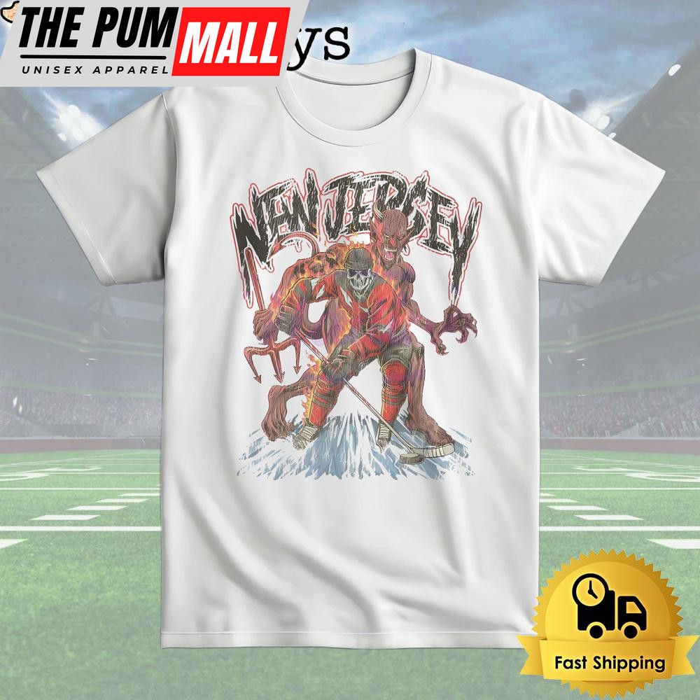 New Jersey Devils Skeleton Hockey T Shirt