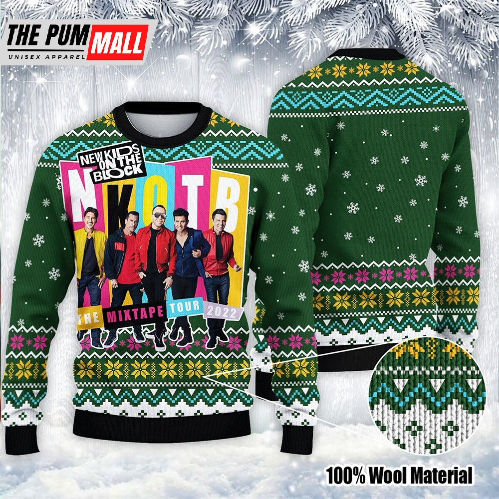 New Kids On The Block Mix Tape Tour 2025 Knitted Ugly Christmas Sweater