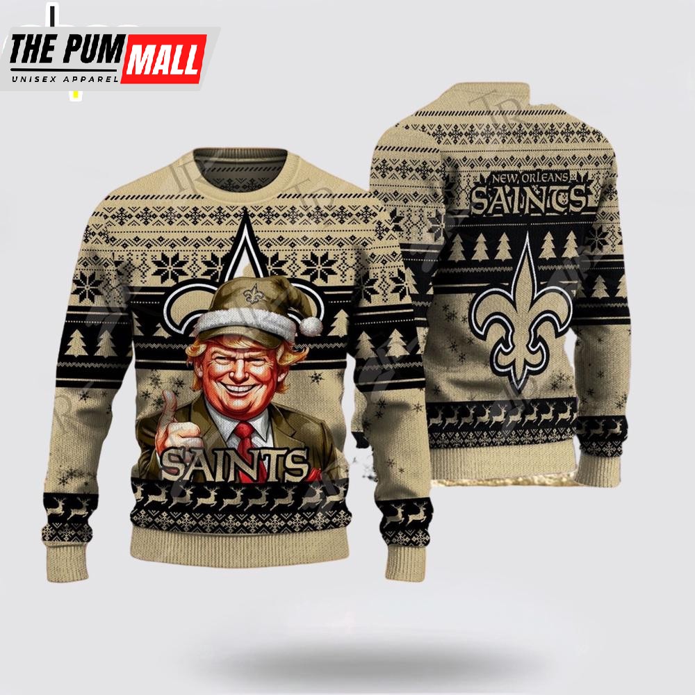 New Orleans Saints Christmas Donald Trump Knitted Sweater