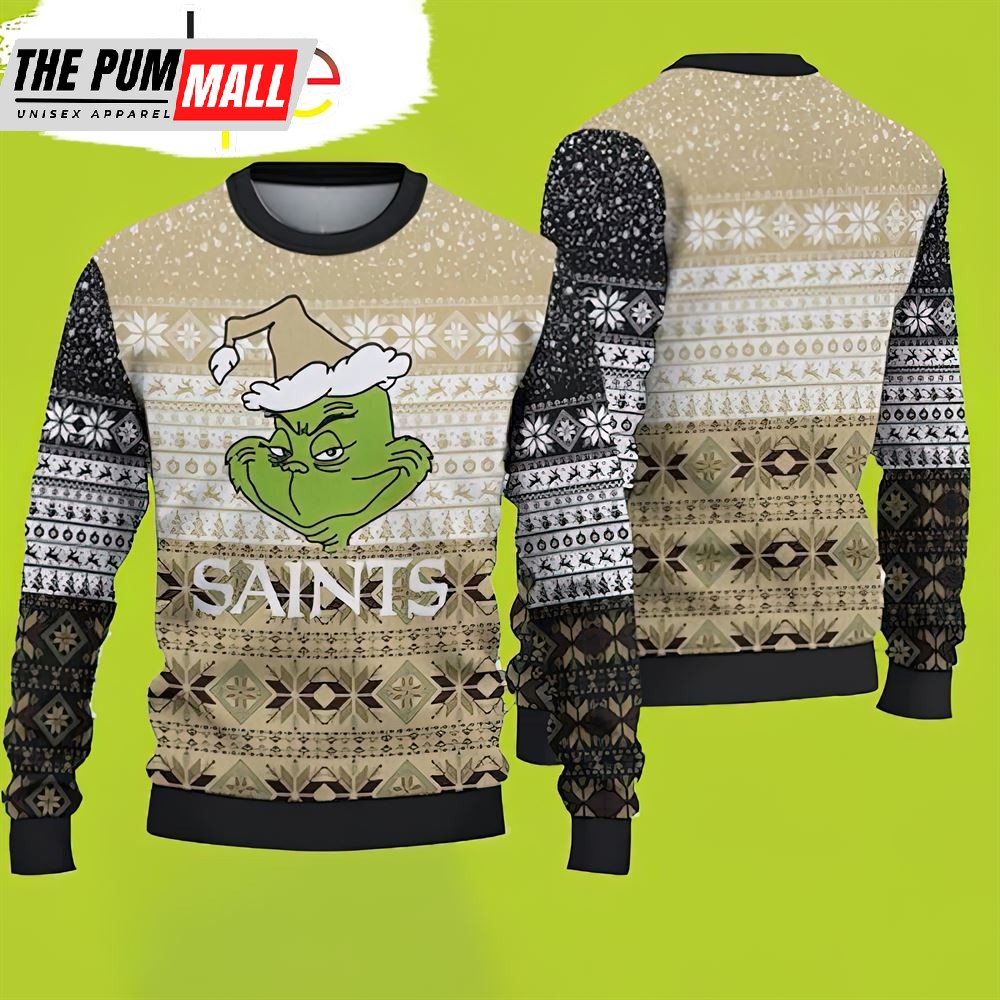 New Orleans Saints Christmas Grinch Christmas Sweater Saints Christmas Sweater