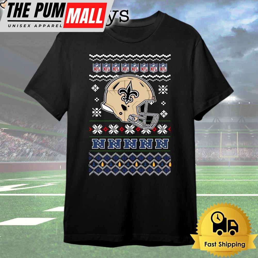 New Orleans Saints Helmet Team Christmas T Shirt