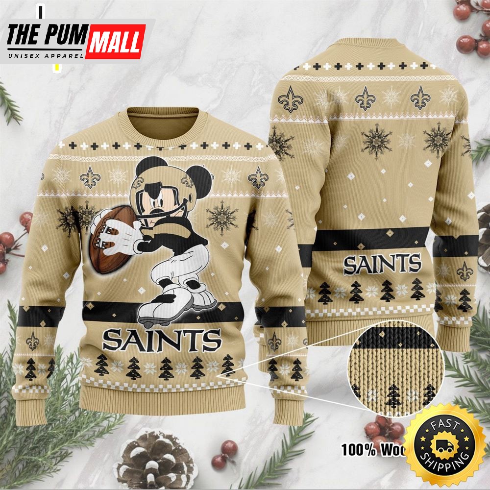 New Orleans Saints Mickey Mouse Funny Ugly Christmas Sweater